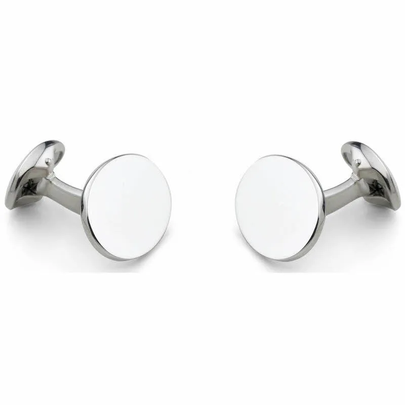 Deakin & Francis Cufflinks Sterling Silver Plain Oval Cufflinks