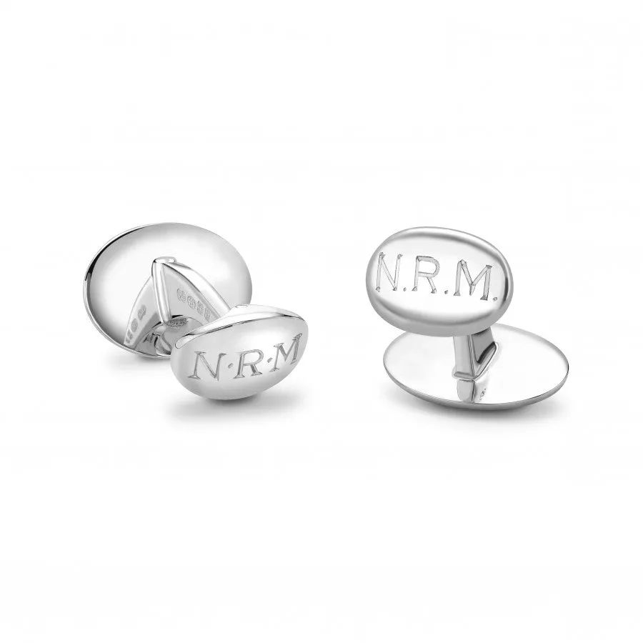 Deakin & Francis Cufflinks Sterling Silver Plain Oval Cufflinks