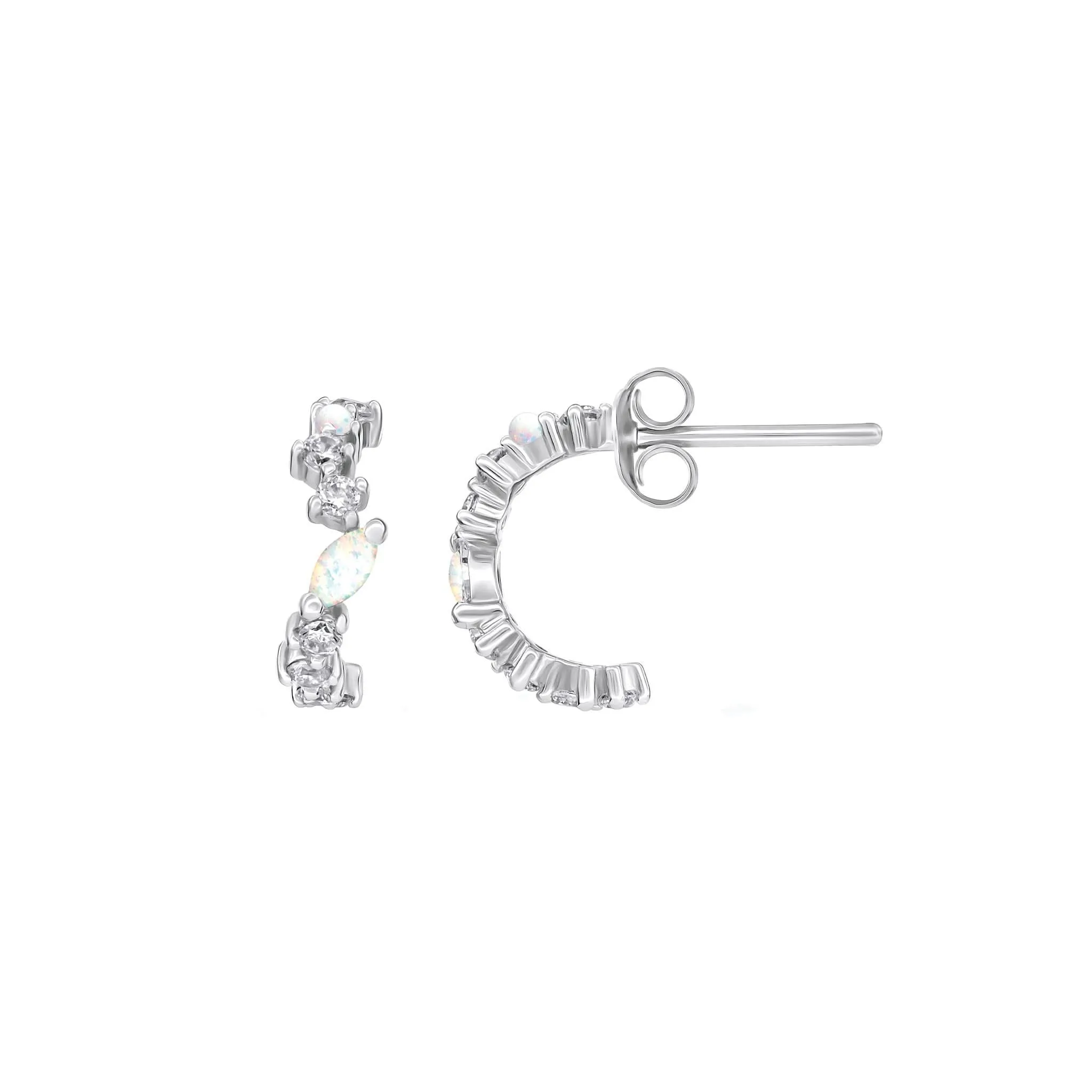 Dew Opal 13mm Wavy Stud Hoops 57296SOC
