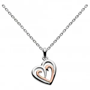 Dew Silver Amena Double Heart with Rose Gold Plate Pendant 9493RG016