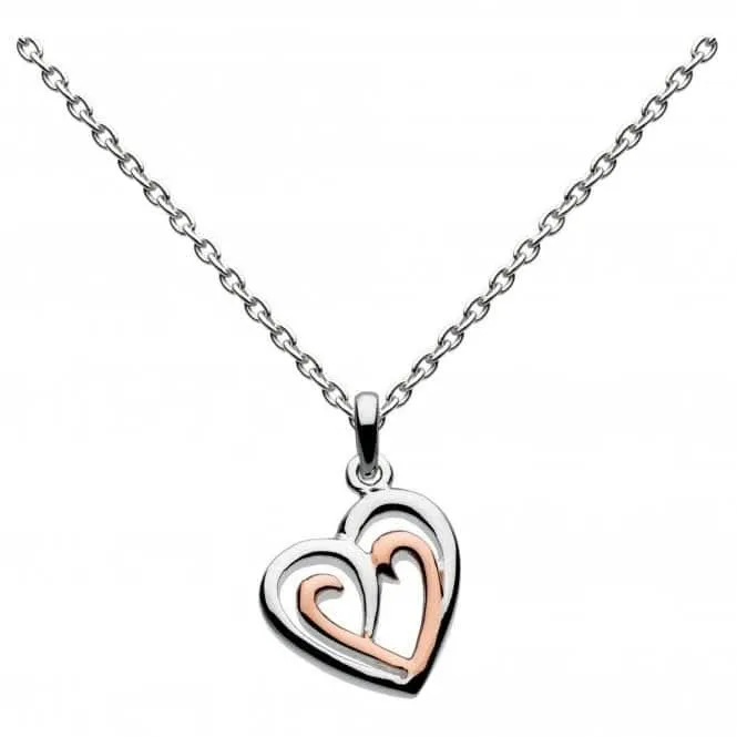 Dew Silver Amena Double Heart with Rose Gold Plate Pendant 9493RG016