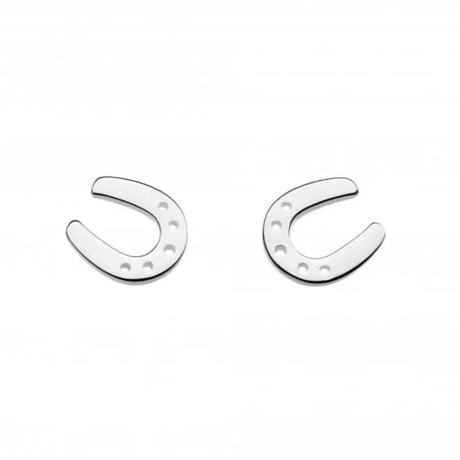 Dew Silver Dinky Hoofing Around Horseshoe Stud Earrings 4474HP015