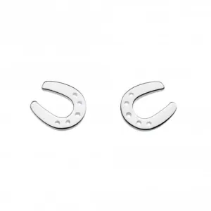 Dew Silver Dinky Hoofing Around Horseshoe Stud Earrings 4474HP015