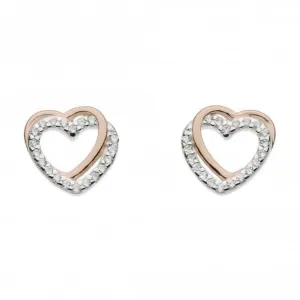 Dew Silver Entwined Heart Rose Gold Plate Cubic Zirconia Earrings 3706RCZ024