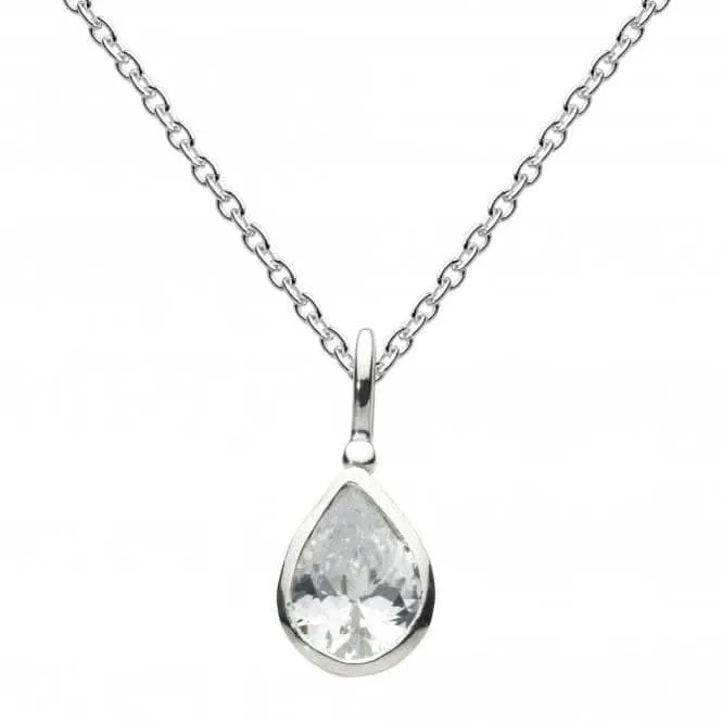 Dew Sterling Silver Cubic Zirconia Tear Drop Pendant 9018CZ