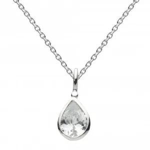 Dew Sterling Silver Cubic Zirconia Tear Drop Pendant 9018CZ