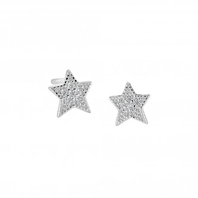 Dew Sterling Silver Cubic Zirconia Twinkling Star Stud Earrings 37002CZ027