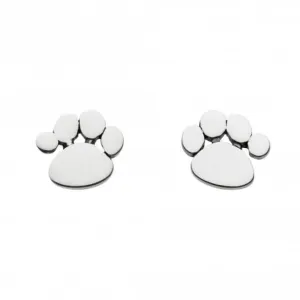 Dew Sterling Silver Dinky Charming Paw Print Stud Earrings 4857HP