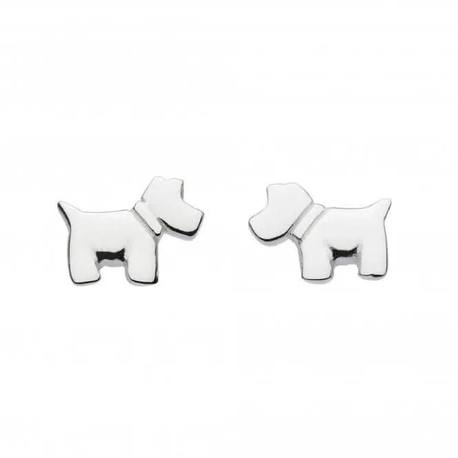 Dew Sterling Silver Dinky Mini Scotty Dog Stud Earrings 4863HP