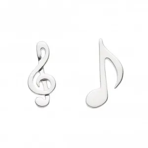 Dew Sterling Silver Dinky Musical Notes Stud Earrings 4459HP