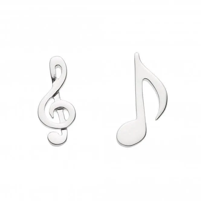 Dew Sterling Silver Dinky Musical Notes Stud Earrings 4459HP