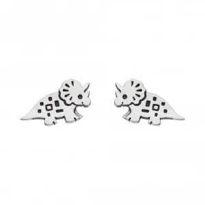 Dew Sterling Silver Dinky Oxidised Triceratop Stud Earrings 4546OX