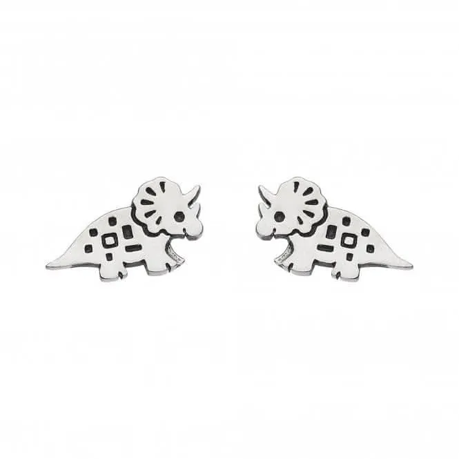 Dew Sterling Silver Dinky Oxidised Triceratop Stud Earrings 4546OX