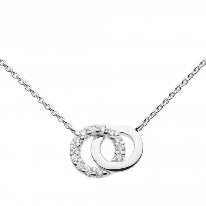 Dew Sterling Silver Double Cubic Zirconia Circle 18 Necklace 9819CZ022