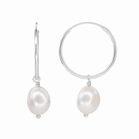 Dew 6mm Shell Pearl 20mm Sleeper Hoops 56817SH