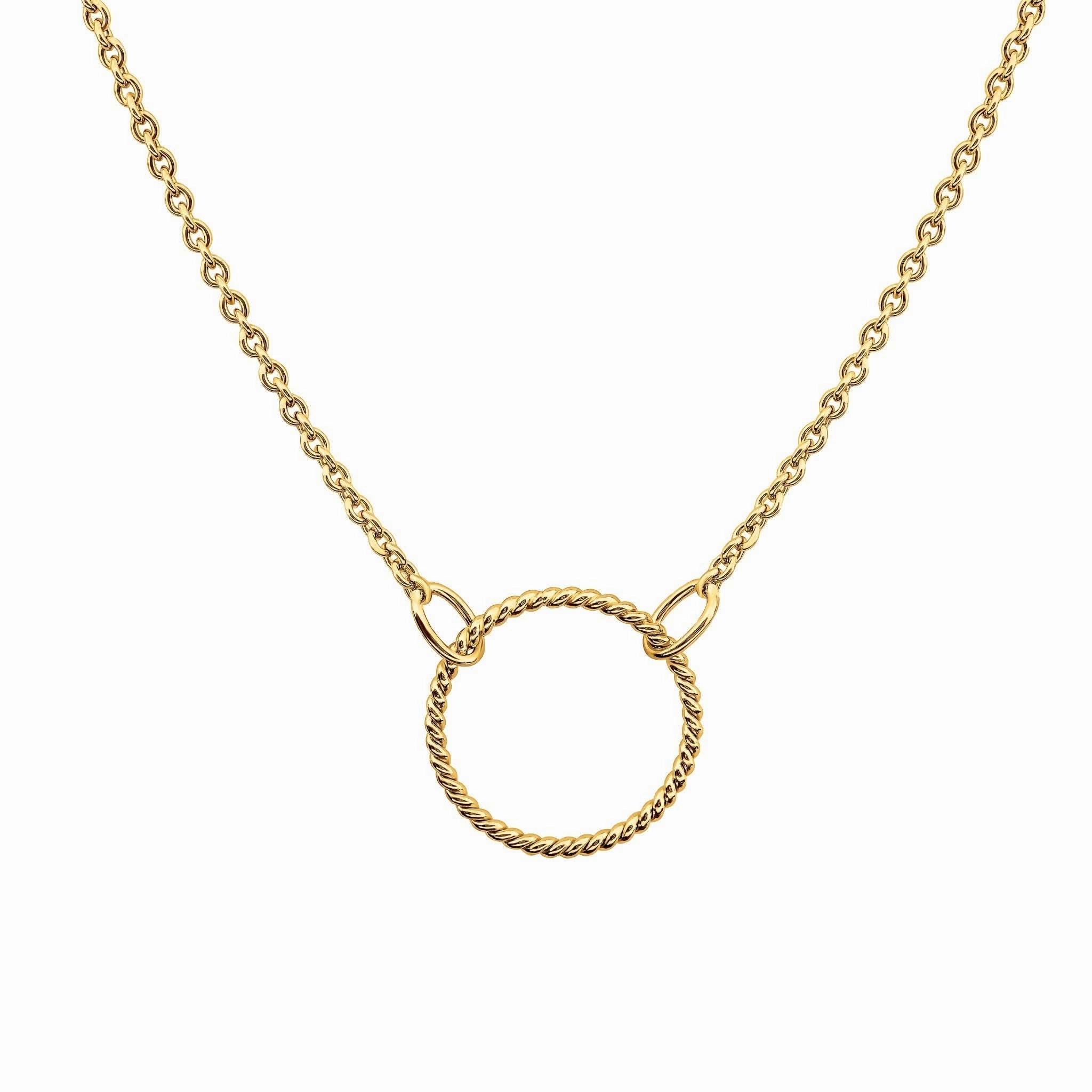 Dew Gold Plate Open Circle Rope Twist 18" Necklace 97707GD