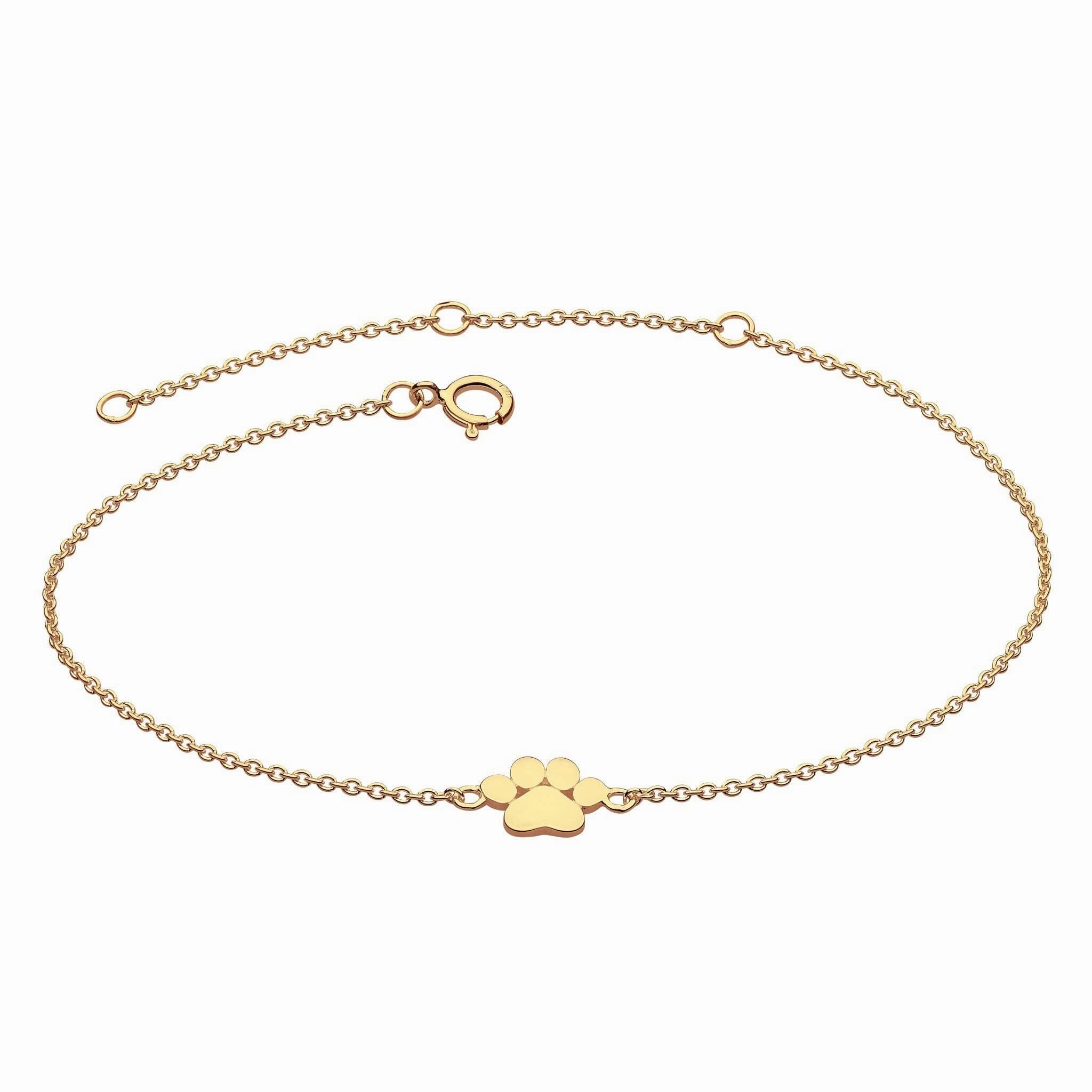Dew Gold Plate Paw Print 8" Bracelet 7767GD