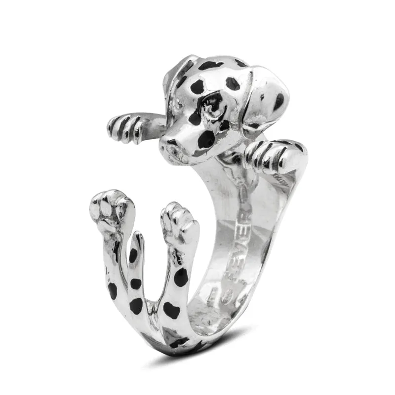 Dog Fever Sterling Silver Dalmatian Hug Ring