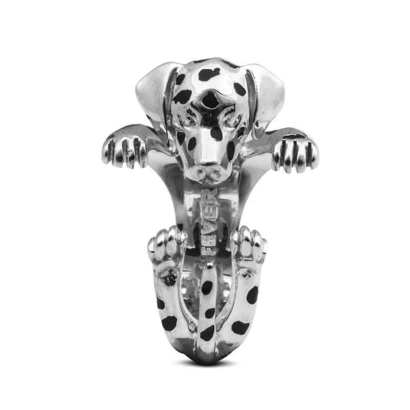 Dog Fever Sterling Silver Dalmatian Hug Ring