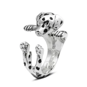 Dog Fever Sterling Silver Dalmatian Hug Ring
