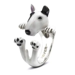 Dog Fever Sterling Silver Enamelled Bull Terrier Hug Ring