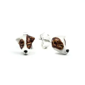 Dog Fever Sterling Silver Enamelled Jack Russell Terrier Muzzle Earrings D