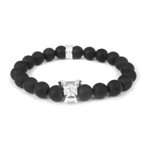 Dog Fever Sterling Silver Onyx Boxer Bracelet
