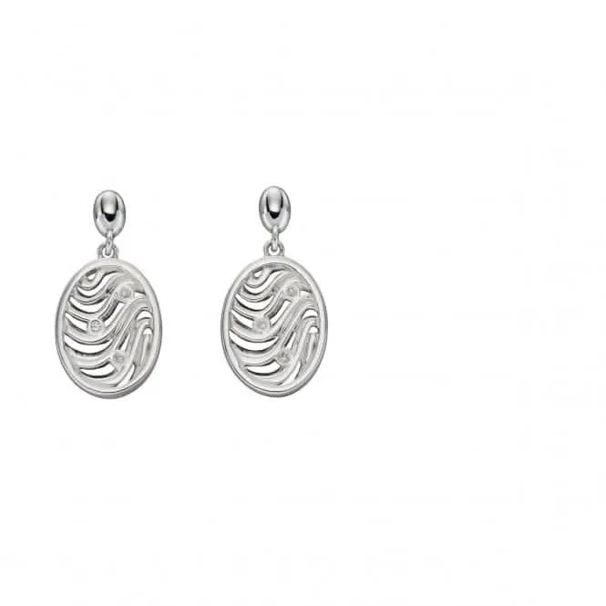 Elements Silver Oval Wave Cut Out Zirconia Earrings E5497C