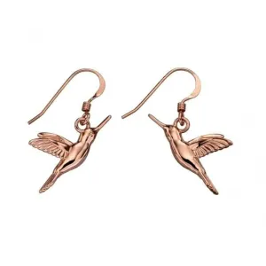 Elements Silver Rose Gold Plated Hummingbird Earrings E5726