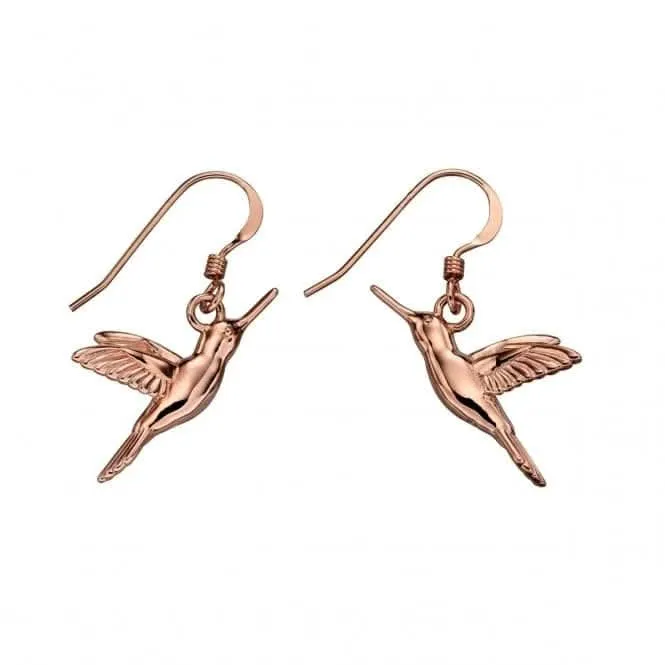 Elements Silver Rose Gold Plated Hummingbird Earrings E5726