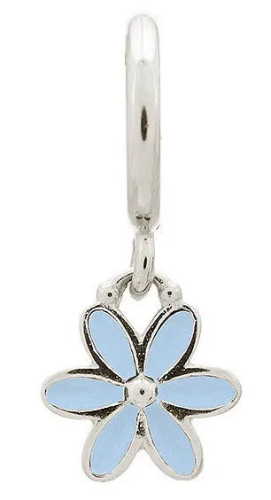 Endless Jewellery Charm Enamel Flower Drop Light Blue Silver