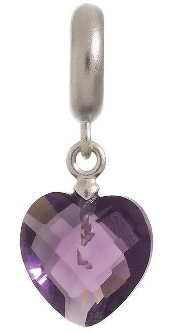 Endless Jewellery Charm Heart Cut Drop Amethyst Silver