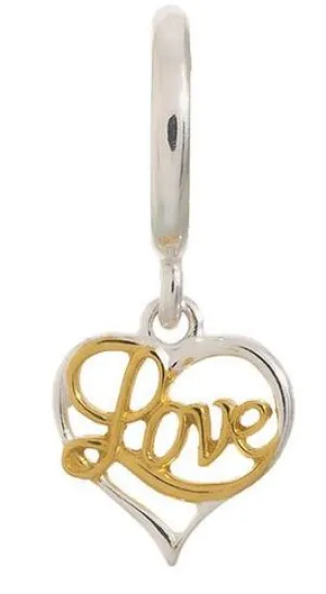 Endless Jewellery Sterling Silver Yellow Gold Love Charm D