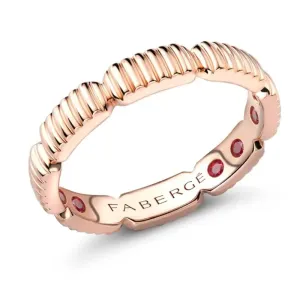 Faberge Colours of Love 18ct Rose Gold Fluted Healing Ring with Hidden Rubies