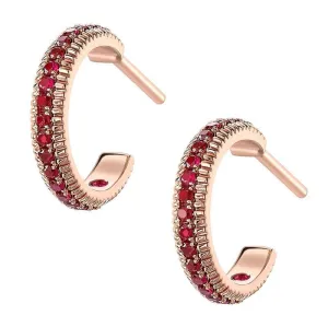 Faberge Colours of Love 18ct Rose Gold Ruby Fluted Hoop Earrings