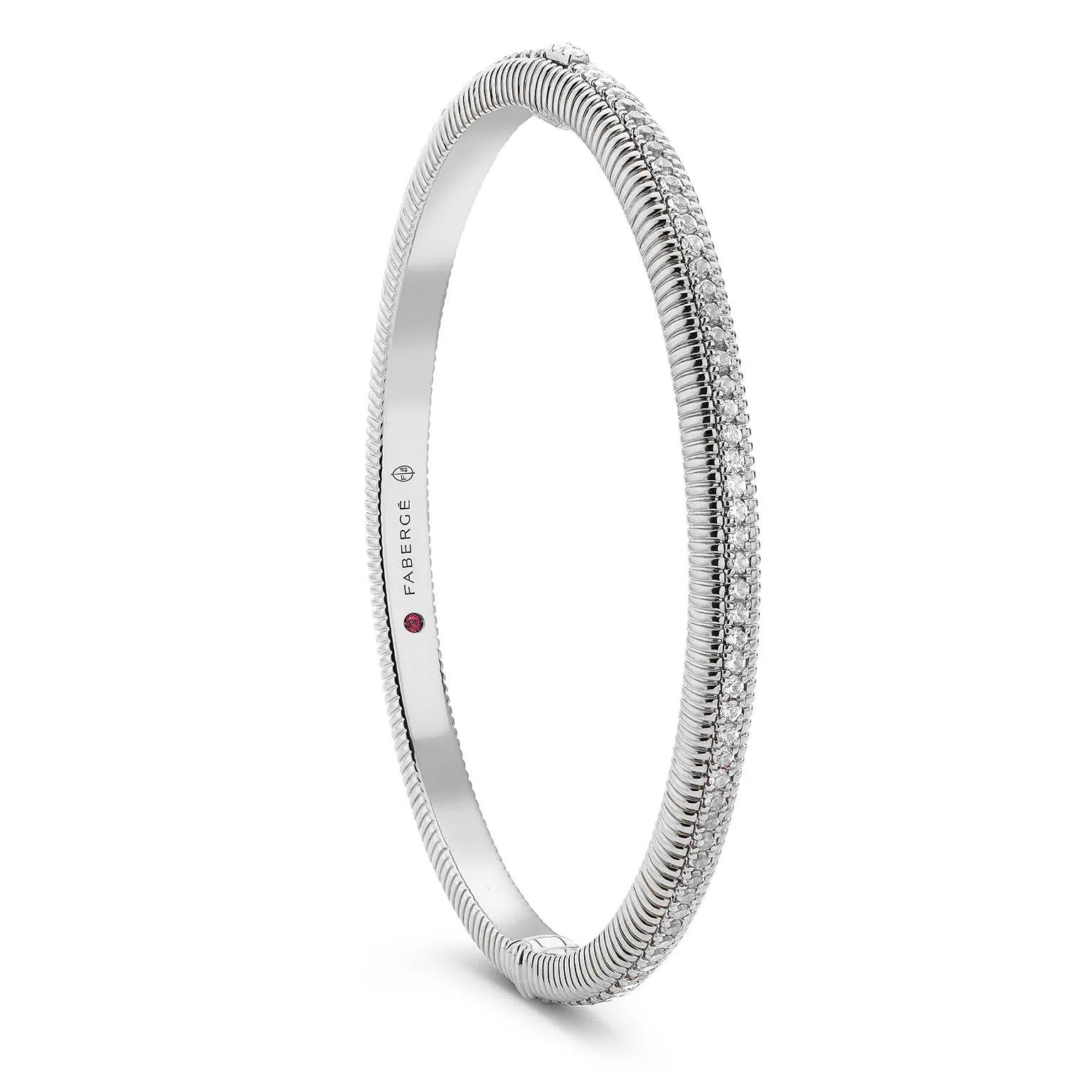 Faberge Colours of Love 18ct White Gold Diamond Hinged Fluted Bracelet