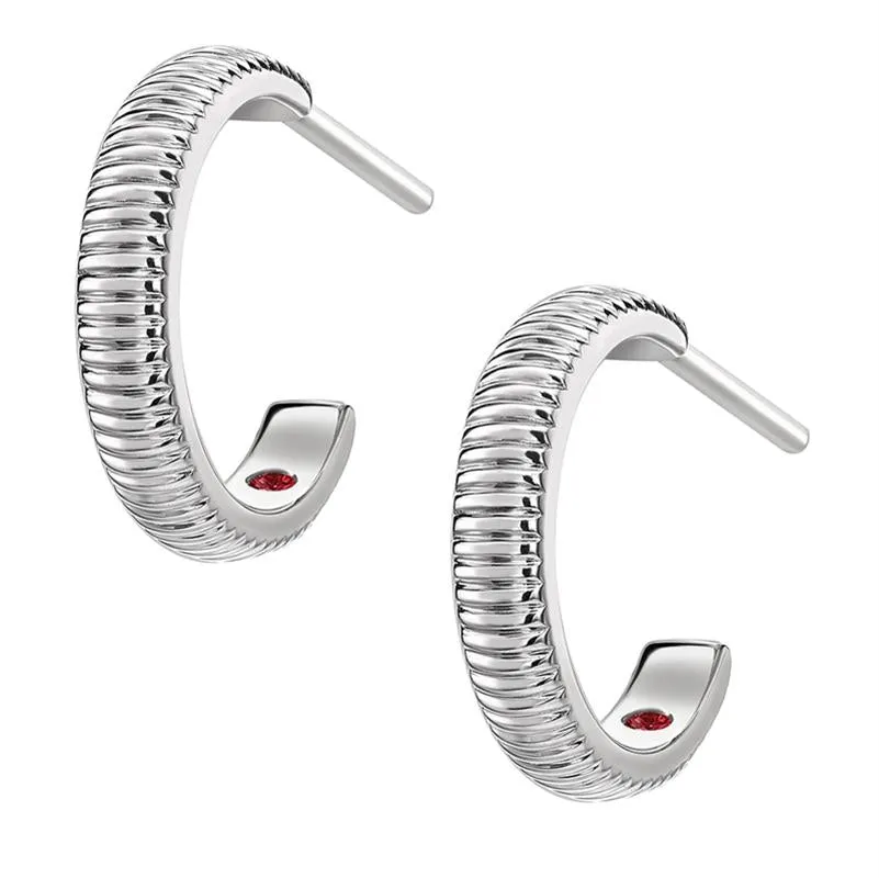 Faberge Colours of Love 18ct White Gold Fluted Hoop Earrings