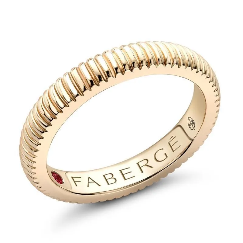 Faberge Colours of Love 18ct Yellow Gold Fluted Band Ring