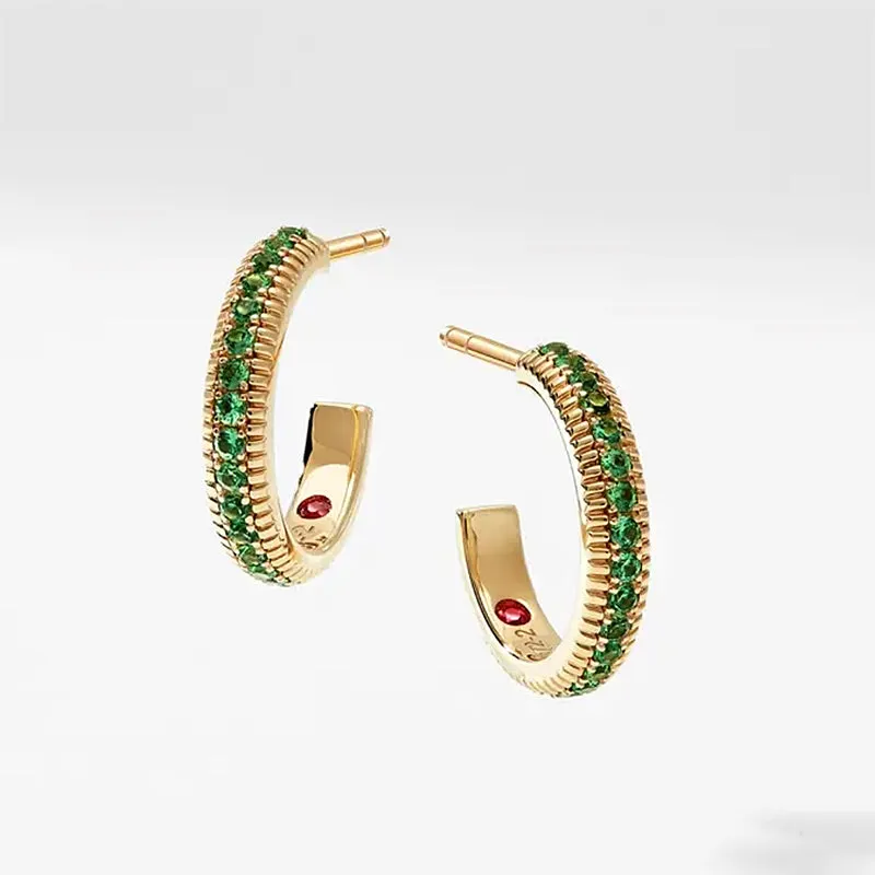 Faberge Colours of Love 18ct Yellow Gold Tsavorite Hoop Earrings