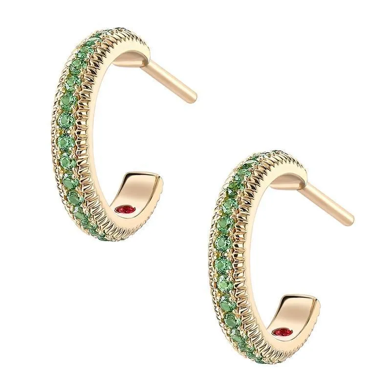 Faberge Colours of Love 18ct Yellow Gold Tsavorite Hoop Earrings