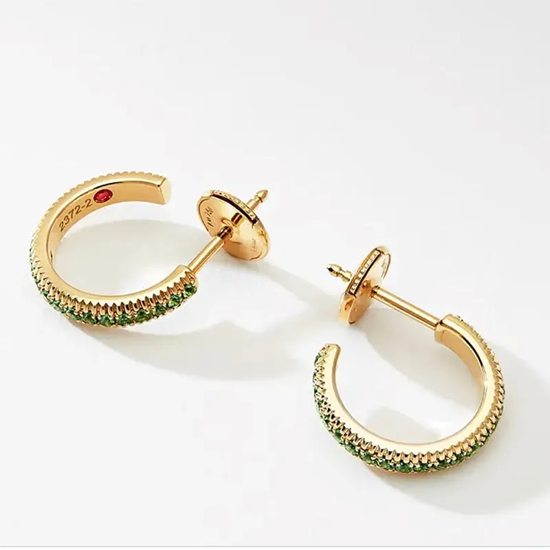 Faberge Colours of Love 18ct Yellow Gold Tsavorite Hoop Earrings