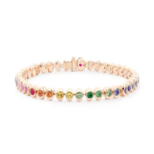 Faberge Colours of Love Cosmic Curve 18ct Rose Gold Rainbow Gemstone Tennis Bracelet