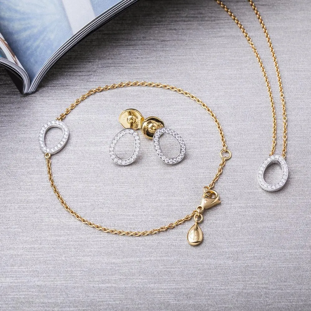 Faberge Colours of Love Sasha 18ct White and Yellow Gold Diamond Egg Bracelet