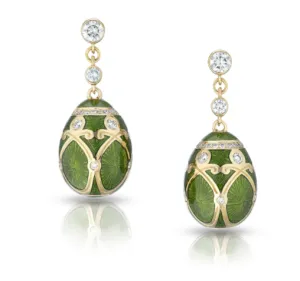 Faberge Palais Yelagin 18ct Yellow Gold Forest Green Earrings