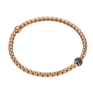 Fope Eka Tiny 18ct Rose Gold 0.20ct Black Diamond Bracelet