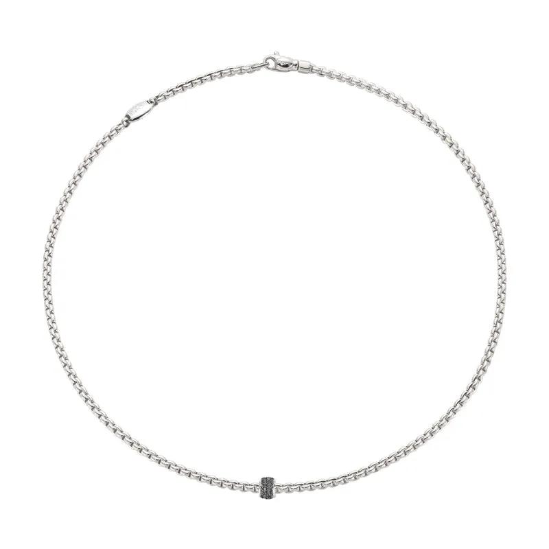 Fope Eka Tiny 18ct White Gold 0.20ct Black Diamond Necklace