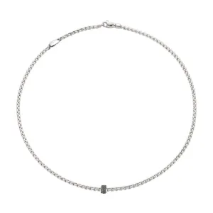 Fope Eka Tiny 18ct White Gold 0.20ct Black Diamond Necklace