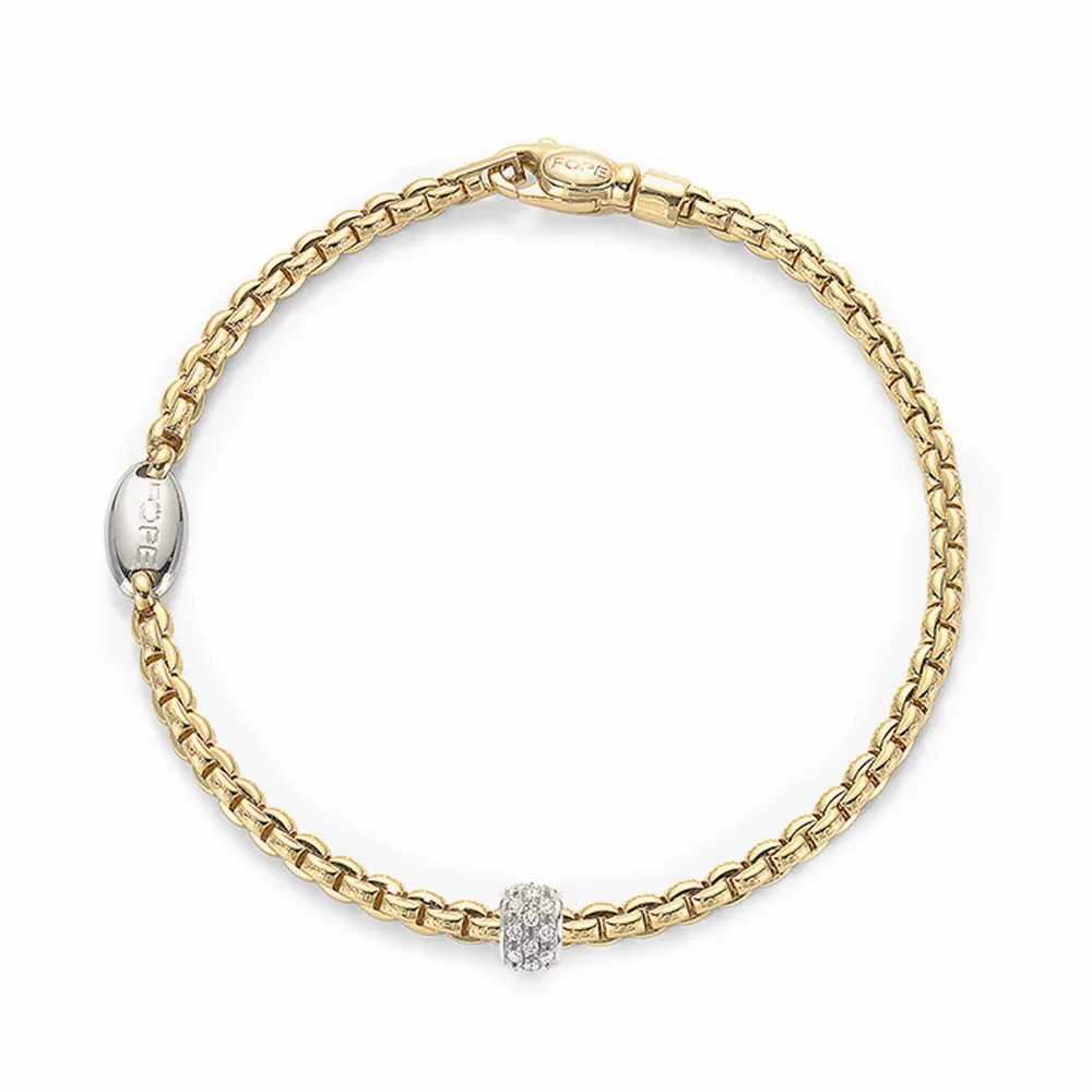 Fope Eka Tiny 18ct Yellow Gold Diamond Rondelle Bracelet