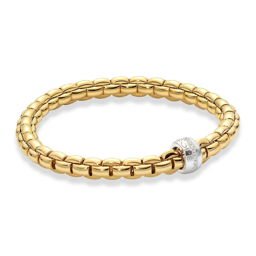 Fope Flex'It Eka 18ct Yellow Gold 0.18ct Diamond Bracelet