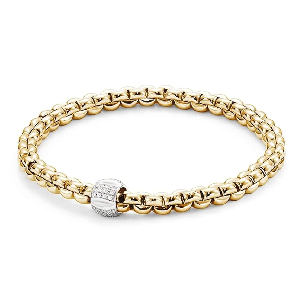 Fope Flex'It Eka 18ct Yellow Gold 0.24ct Diamond Bracelet